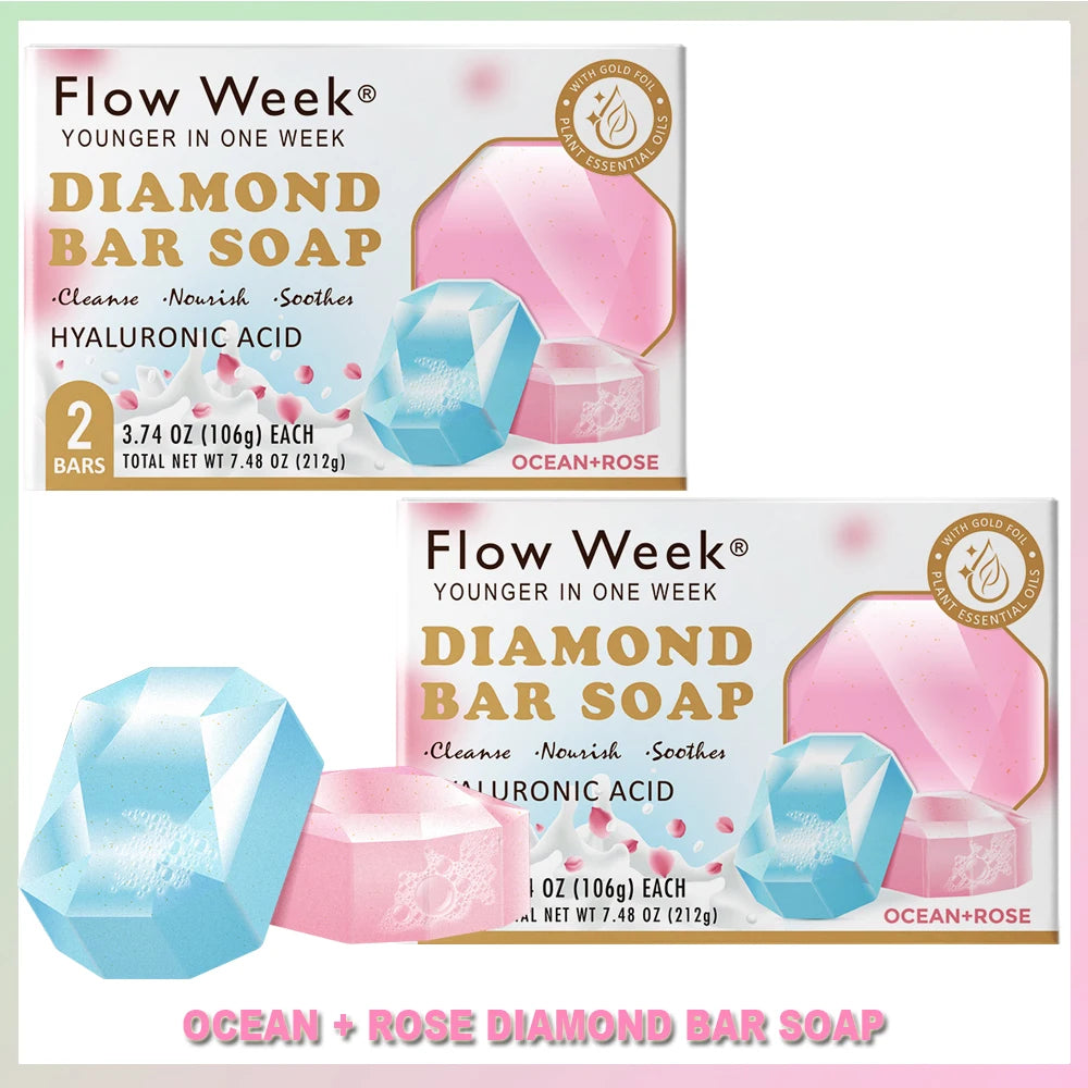 FlowWeek Hyaluronic-Acid Diamond-Infused Ultra-Pure Essential-Oil Soap For Face And Hands