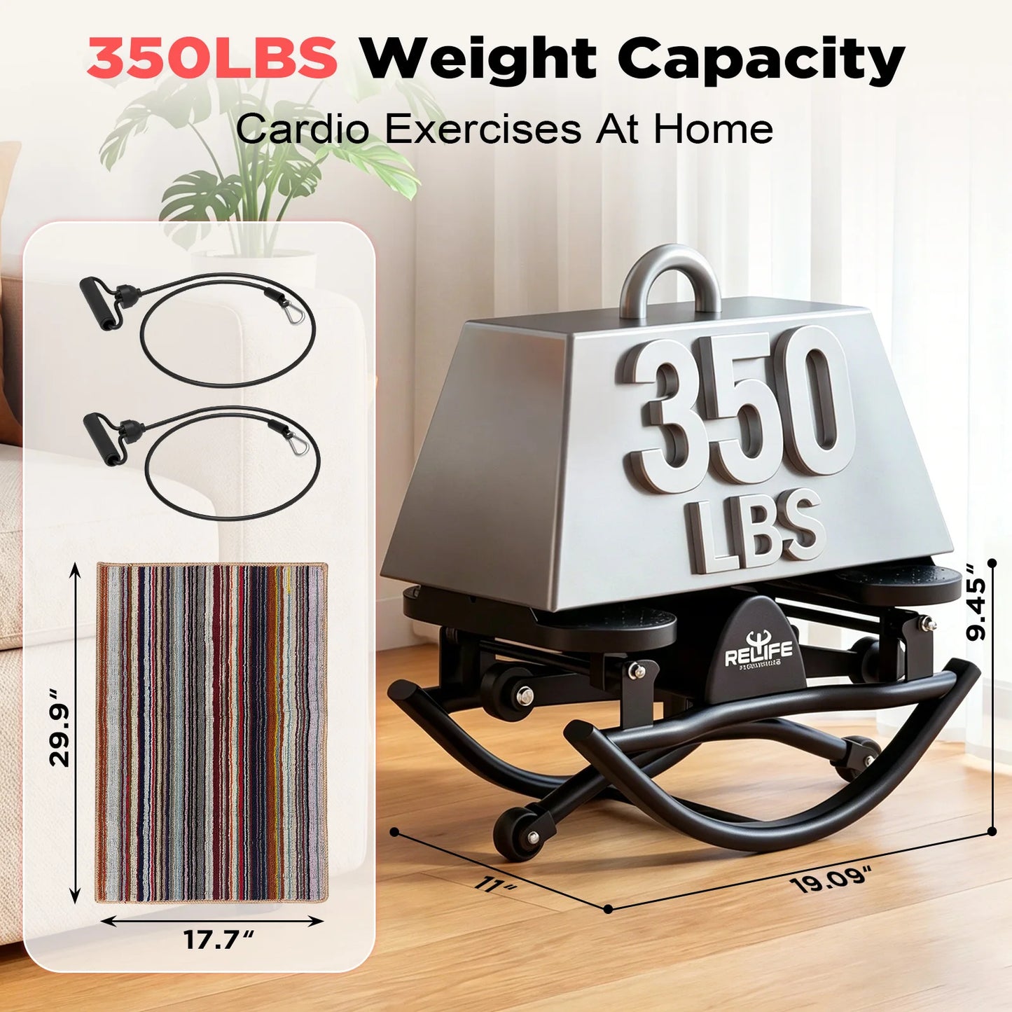 Relife 3D Lateral Rocking Stepper With Resistance Bands