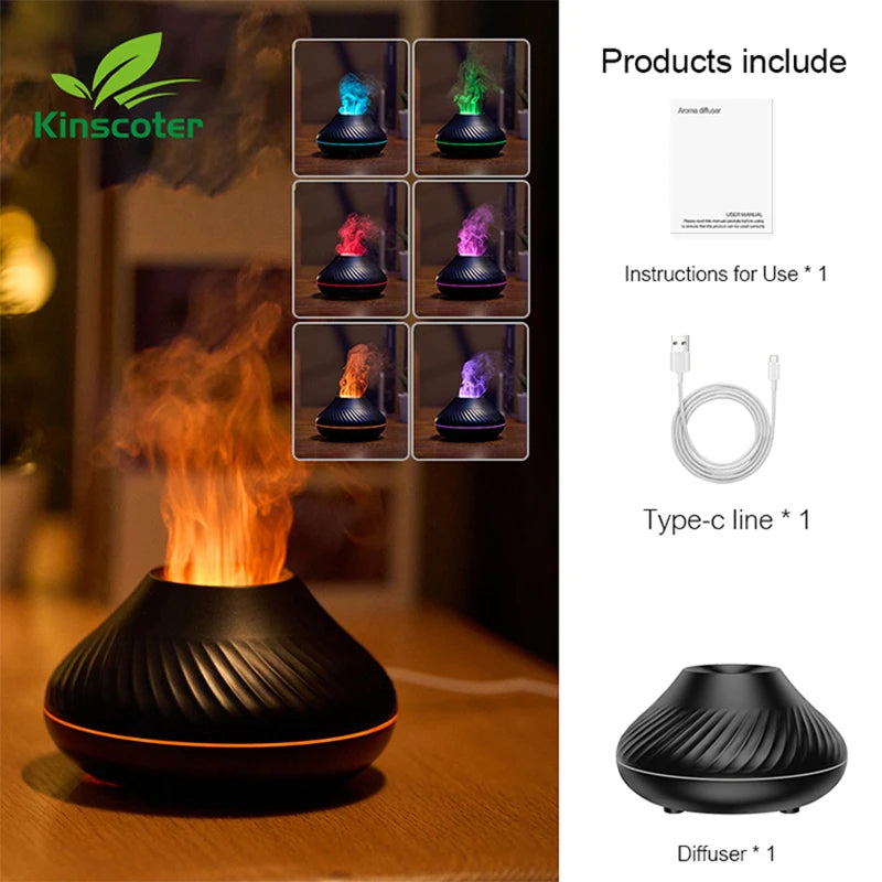 Volcanic Aroma Diffuser Essential Oil Lamp USB Portable Humidifier Night Light