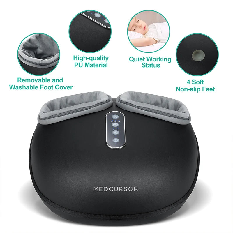 Medcursor Foot Massager Heating Therapy Shiatsu Deep Kneading Roller Electric