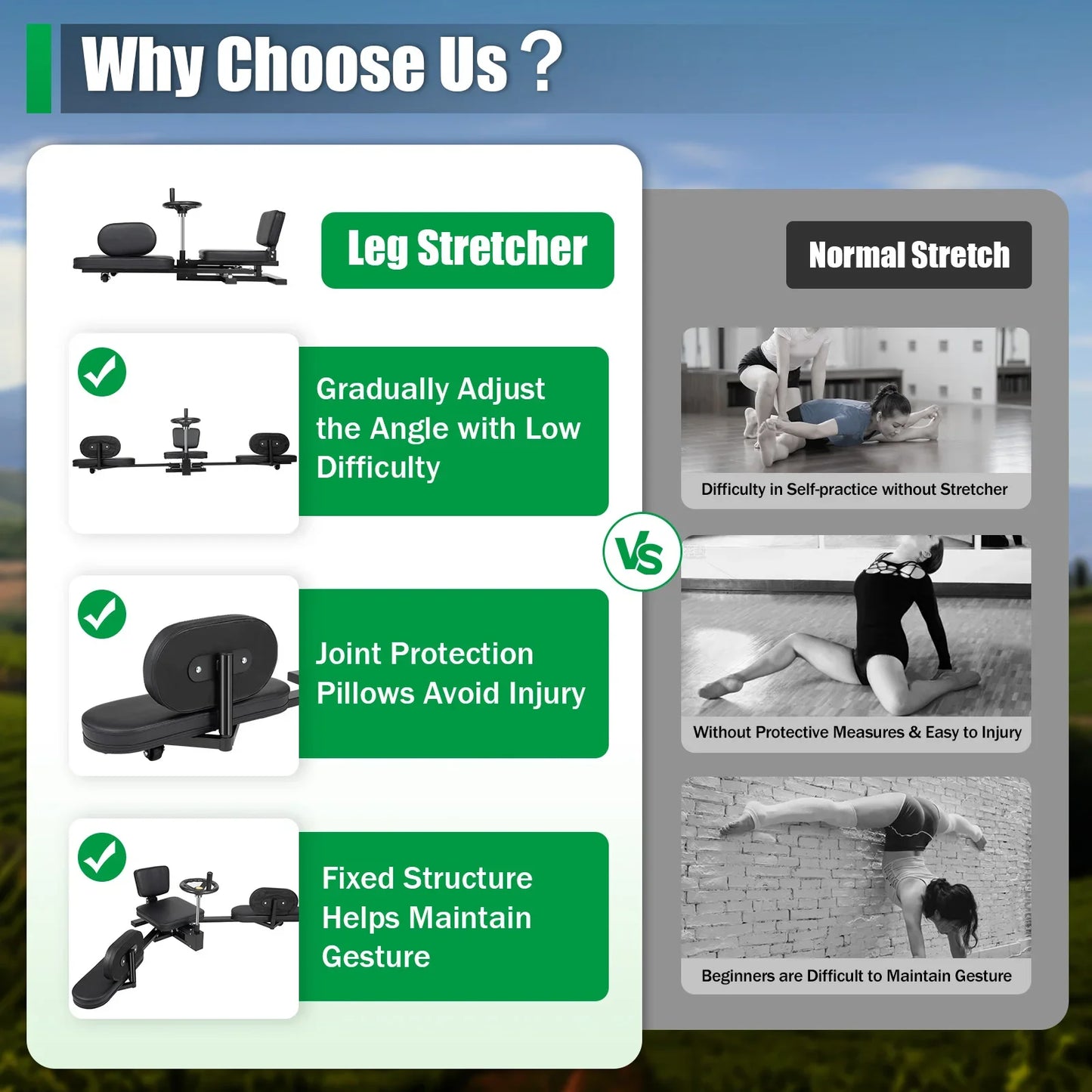 Leg Stretcher Heavy Duty 3 Bar Spreader For Leg Split