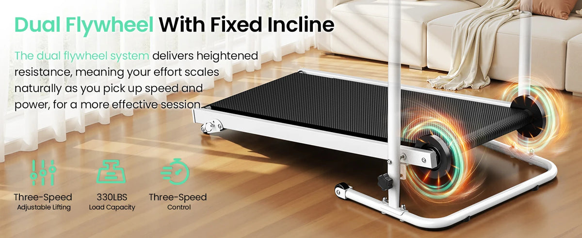 AKLUER Manual Treadmill With Dual Flywheel And LCD Monitor