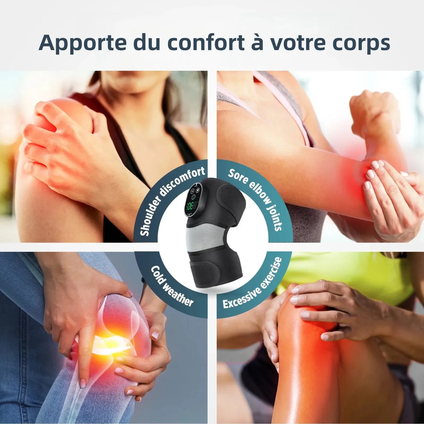 Charging 3-In-1 Cordless Heating Knee Massage Wrap With Six-Level Therapeutic-Heat