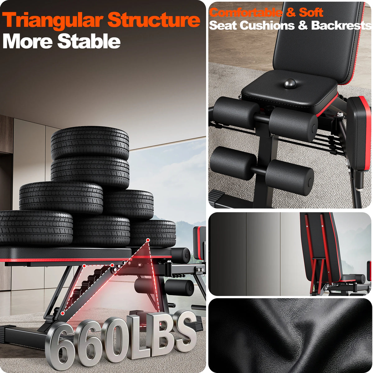 Adjustable Weight Bench With Hip Abduction And Resistance Ropes