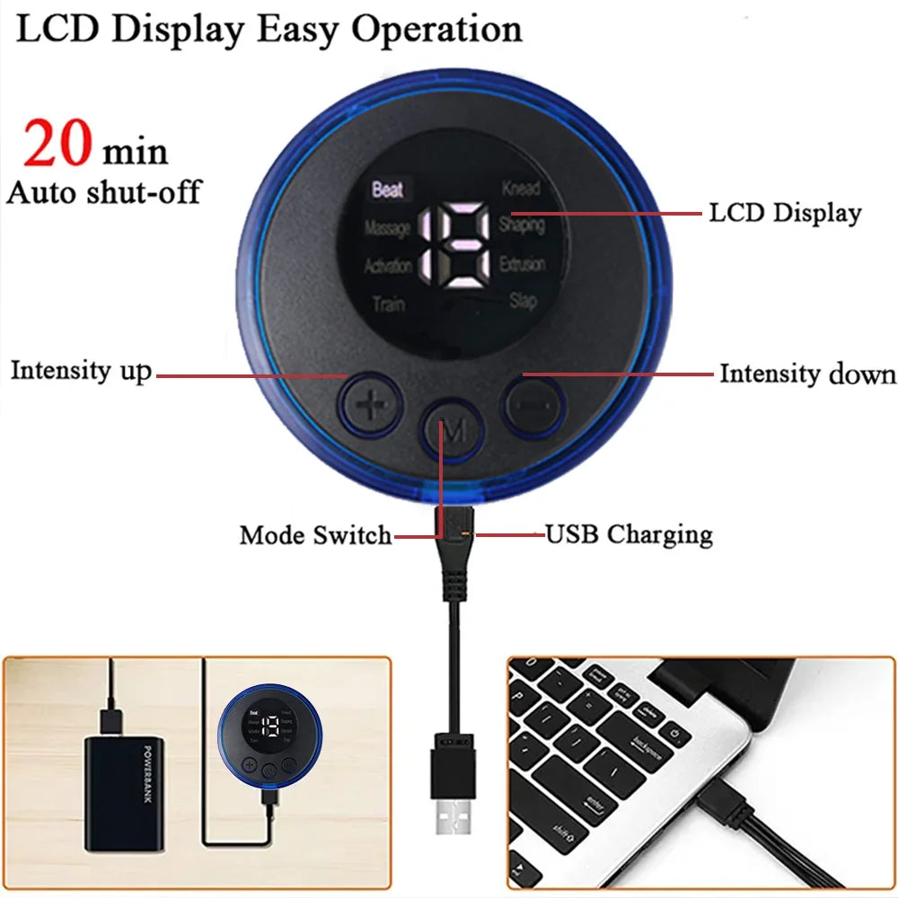 USB Rechargeable EMS Muscle Stimulator Arm Abdominal Trainer 3 In 1 Wireless