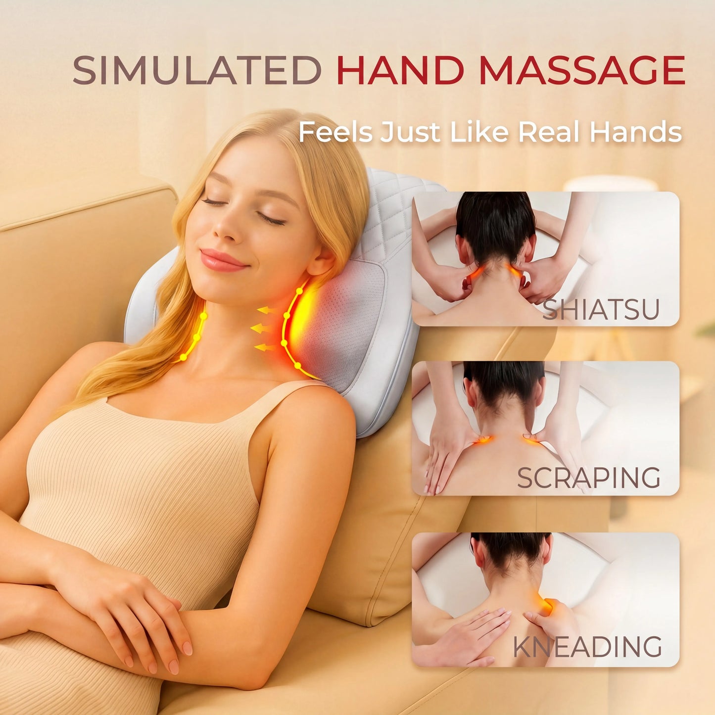 HIMOUTA Back Massager With Heat 3D Kneading Pillow