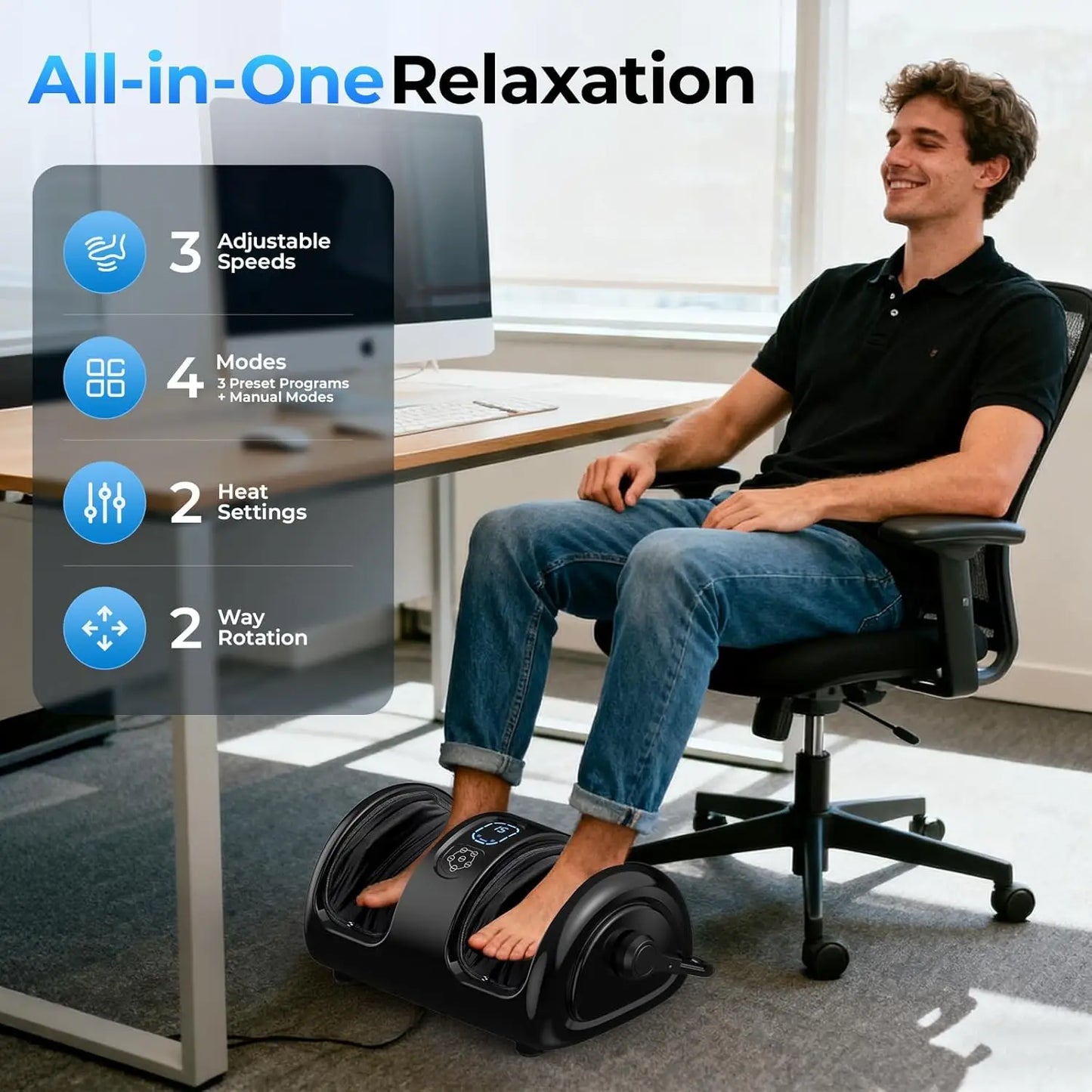 Foot Calf Massager With Heat Shiatsu Airbags Home Spa