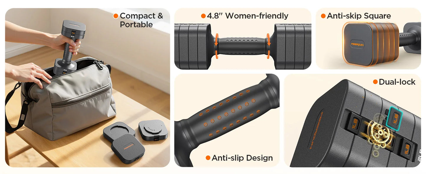 FED Fitness FEIERDUN 5 in 1 Adjustable Dumbbells Set