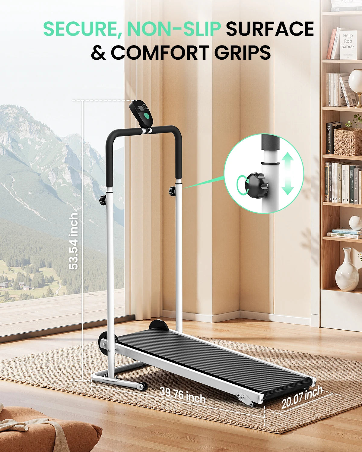 AKLUER Manual Treadmill With Dual Flywheel And LCD Monitor
