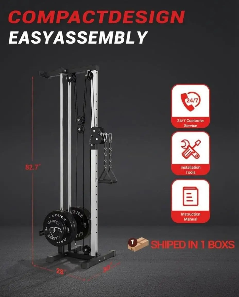 HiMISS Wall Mount Cable Station Dual Pulley Lat Pulldown