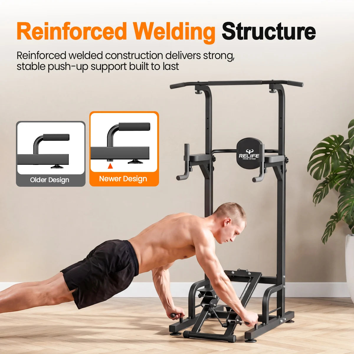 Power Tower Pull Up Dip Station Adjustable Height 450LBS