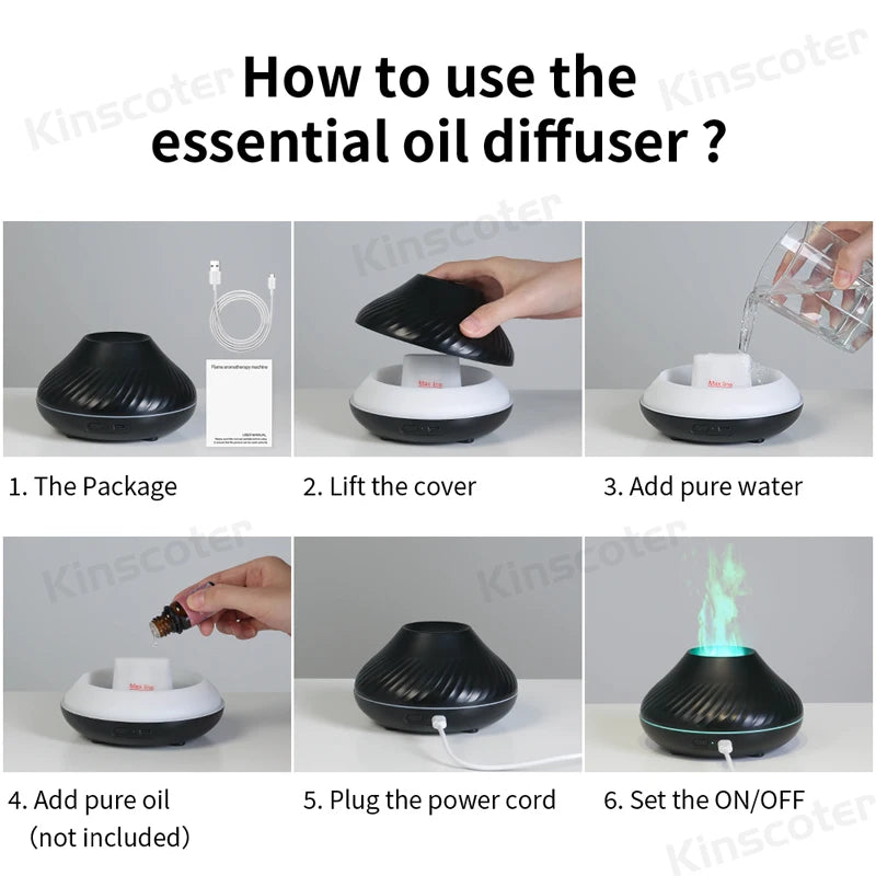 Kinscoter Volcanic Aroma Diffuser USB Humidifier With Night Light