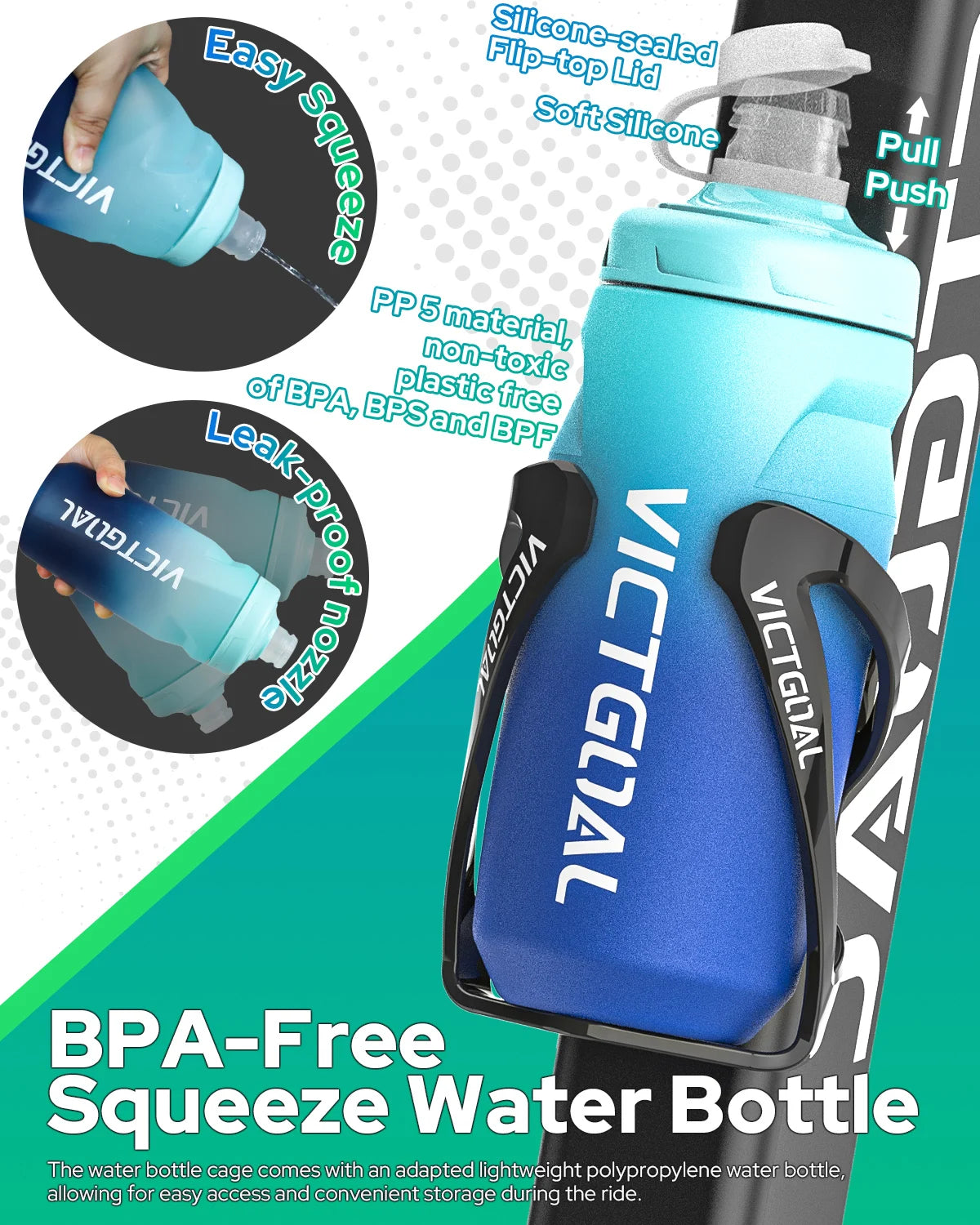 VICTGOAL Bicycle Water Bottle Holder With Hidden AirTag Mount Anti-Theft