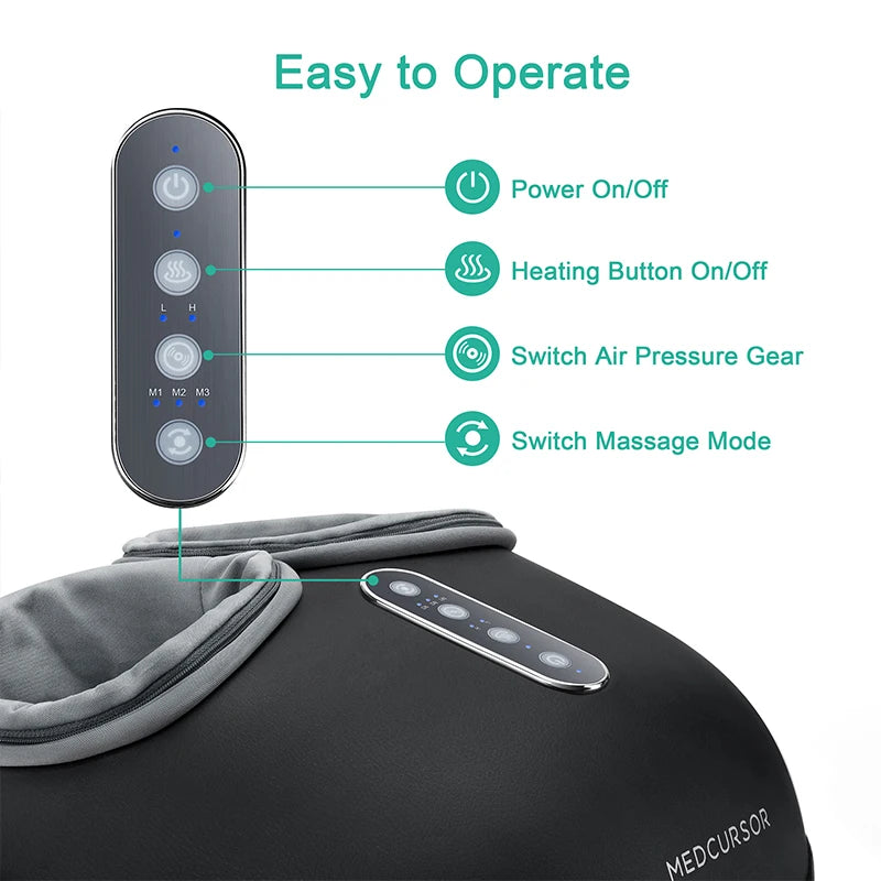 Medcursor Foot Massager Heating Therapy Shiatsu Deep Kneading Roller Electric
