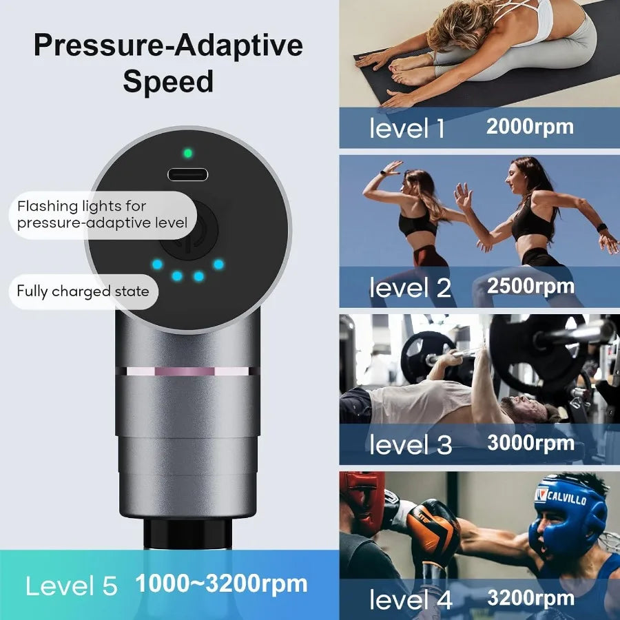 Portable Electric Massage Gun With Metal Head For Deep Tissue