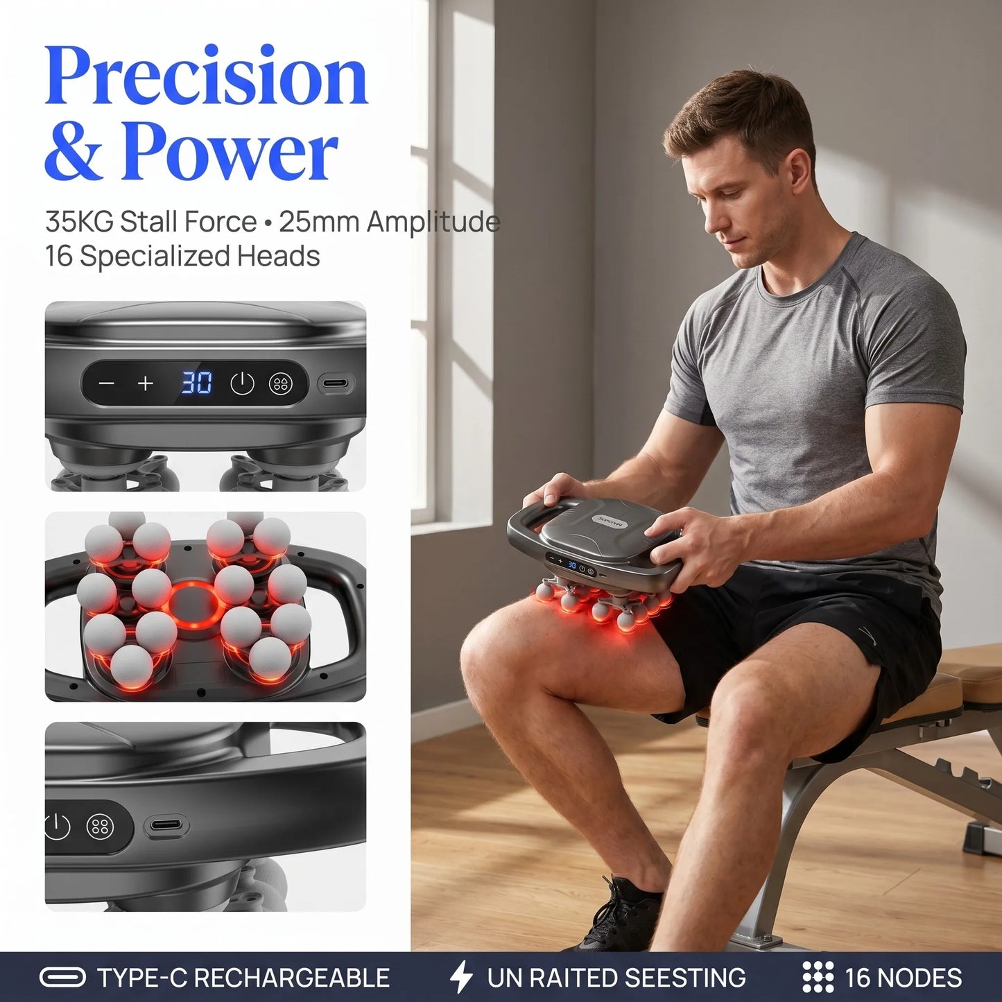 LAYQJUE Fascia Massage Gun Cordless Deep Muscle Relief For Gym