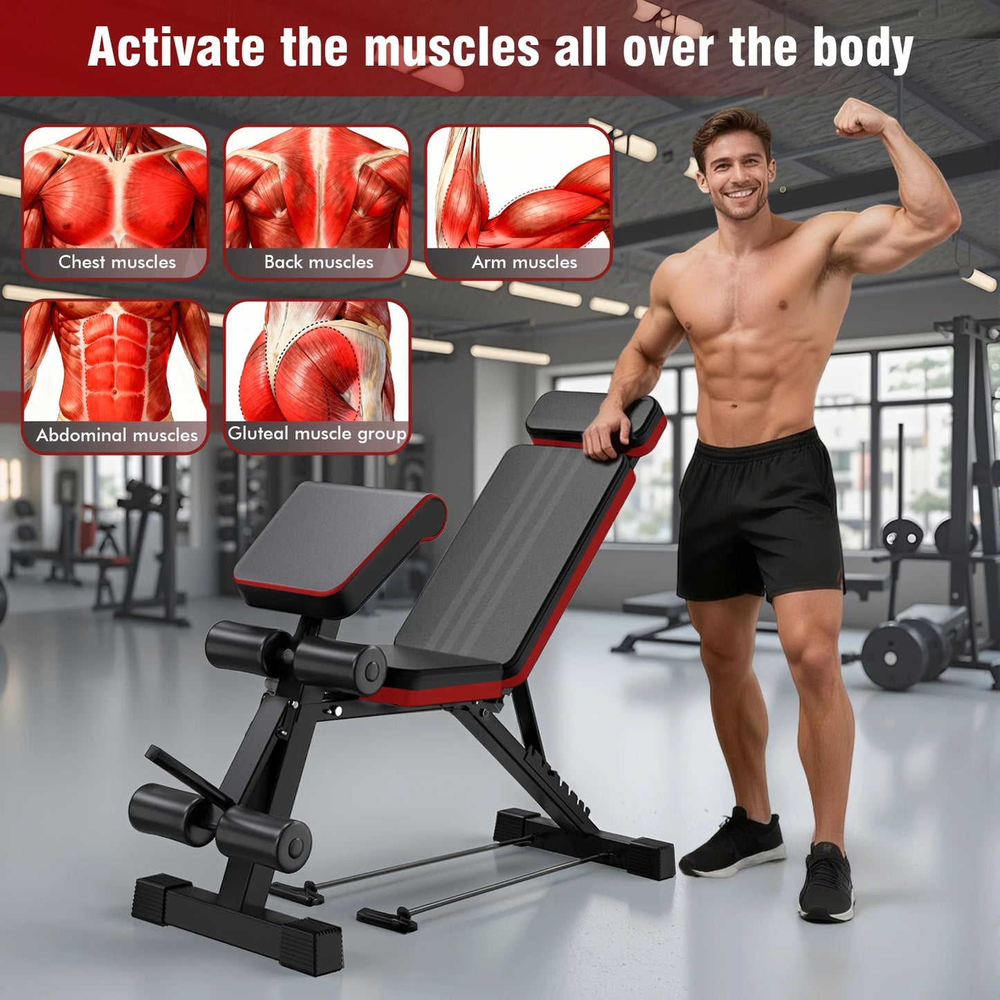 7 Level Foldable Weight Bench With Leg Extension Incline