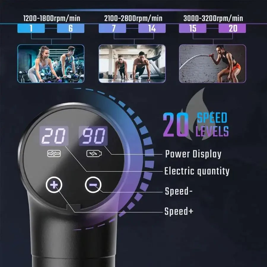 Muscle Massage Gun Deep Tissue Back Massager 20 Speeds