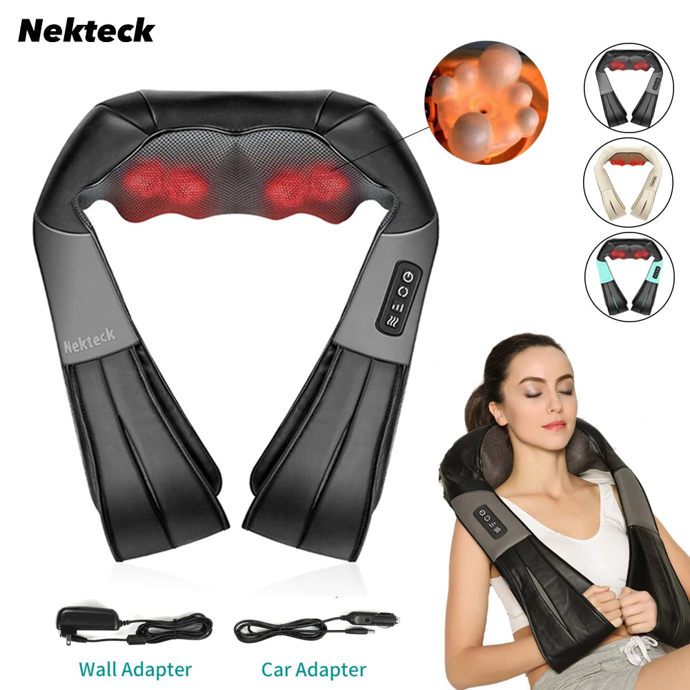 Nekteck Shiatsu Neck And Shoulder Massager With Heated Kneading