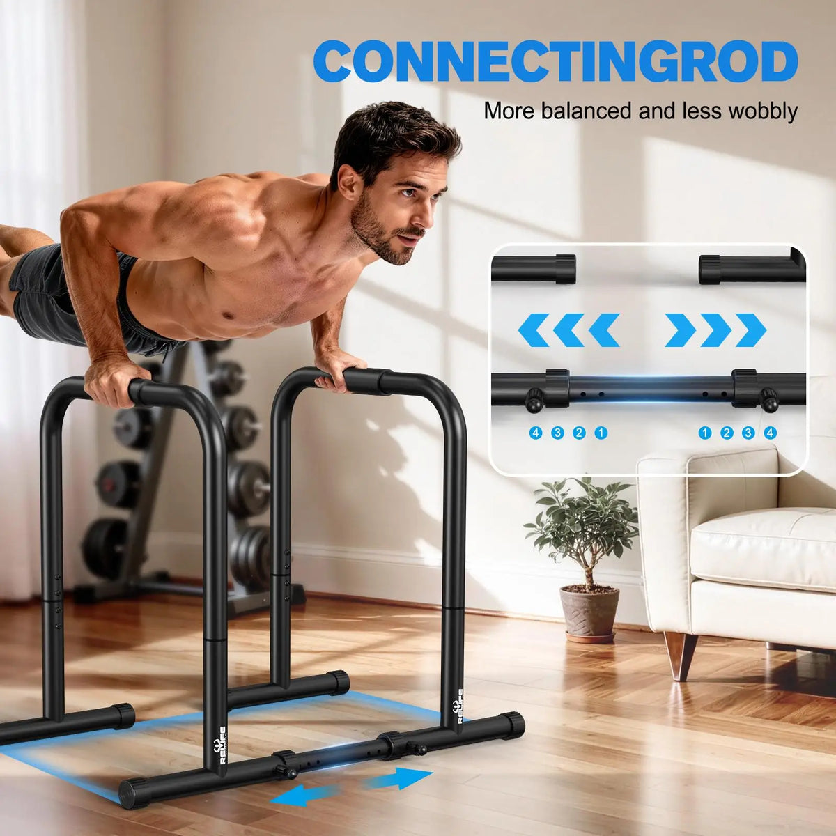 Adjustable Dip Bar Station For Home Gym Strength Training