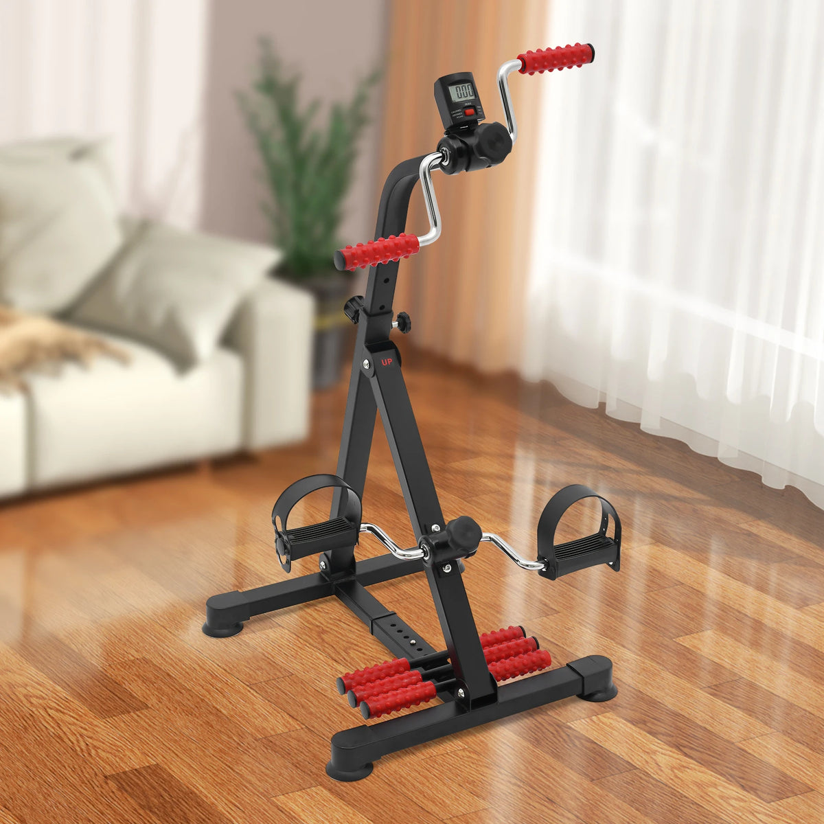 Step Machine, Pedal Exerciser Bike, Fitness Bike, Black Stationary Exercise Cycle with Monitor Pedals, Adjustable Resistance, LCD Display Tracks Time Count Distance Calories, Home Gym Cardio Trainer for Muscle Strengthening a