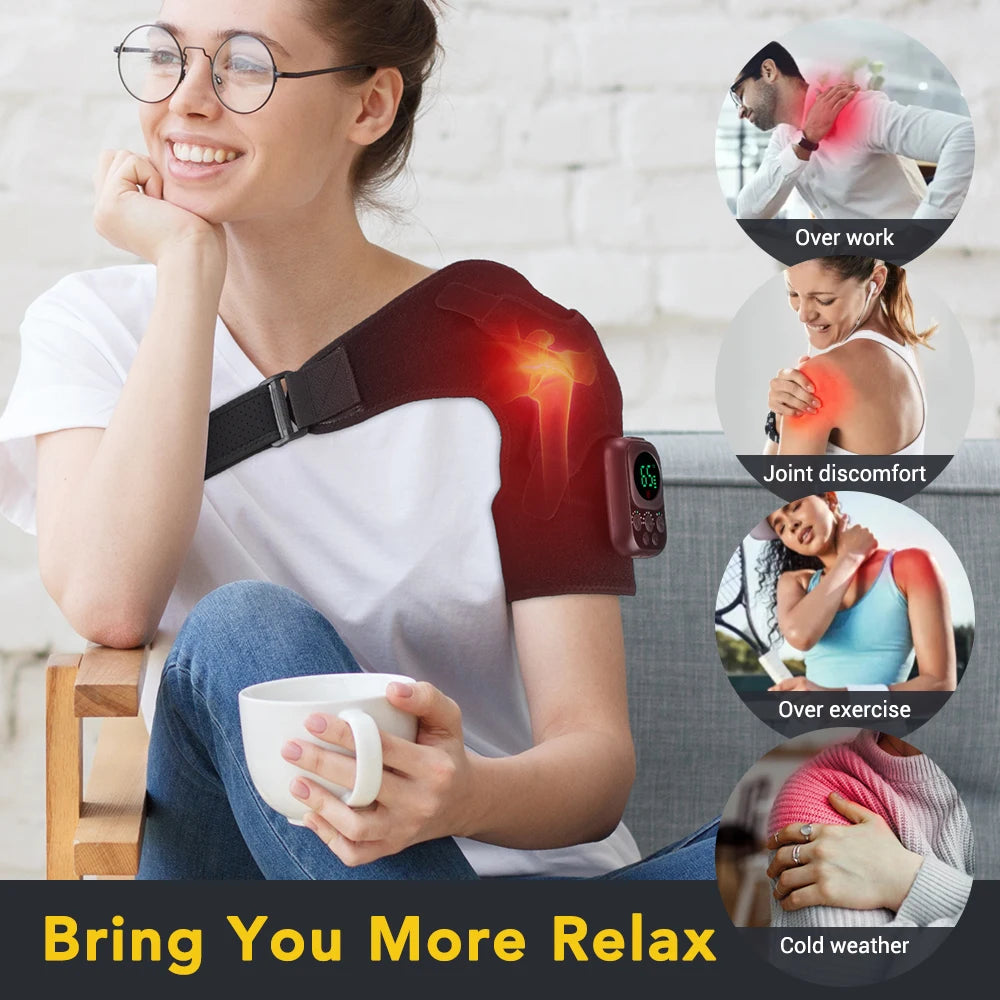 Hailicare Electric Heating Shoulder Knee Massager Brace LED APP TherapeuticRecovery