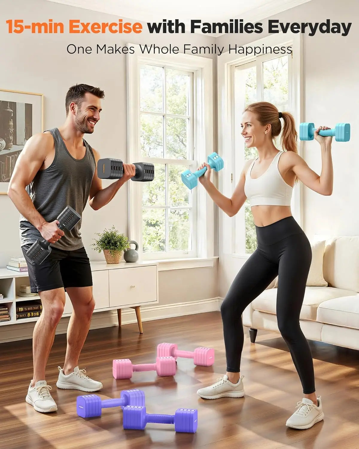 FED Fitness Adjustable Dumbbells 5 in 1 Set Home Gym