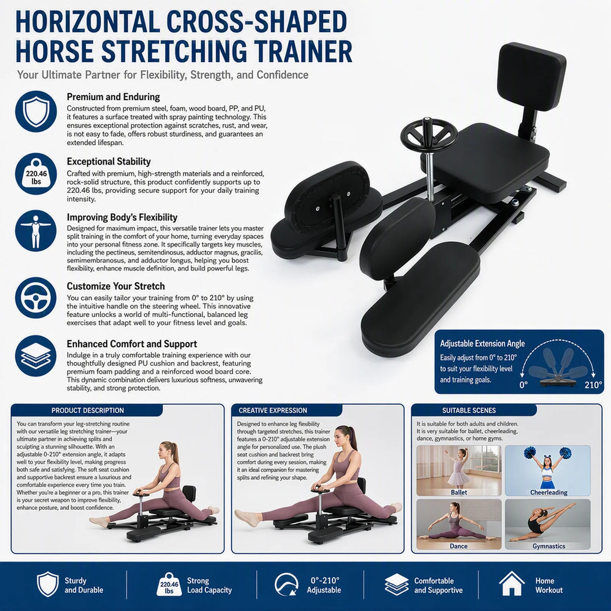 Adjustable Leg Stretcher Machine for Splits Dance Gymnastics Training
