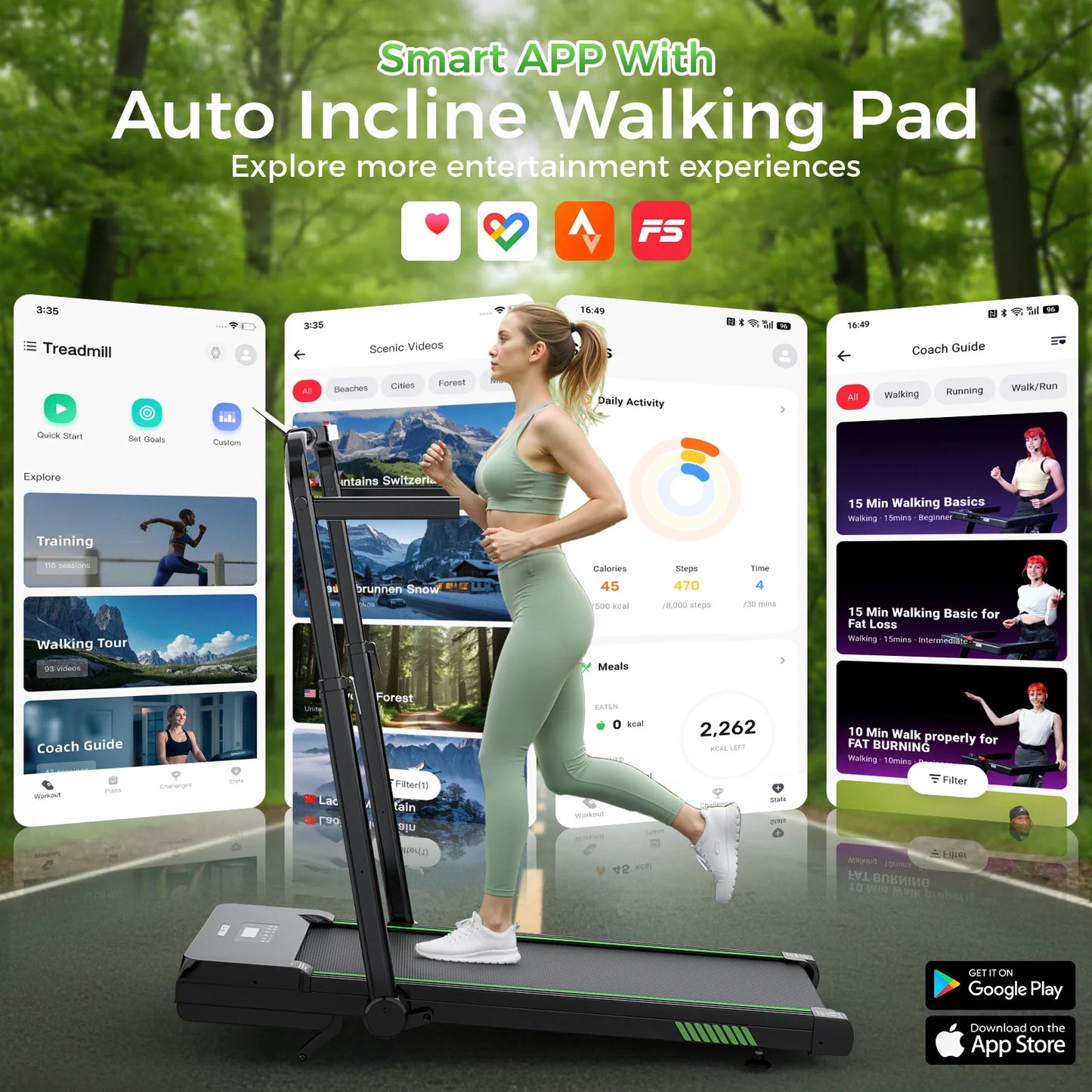 AKLUER Under Desk Walking Pad 12 Percent Auto Incline Treadmill Bluetooth App