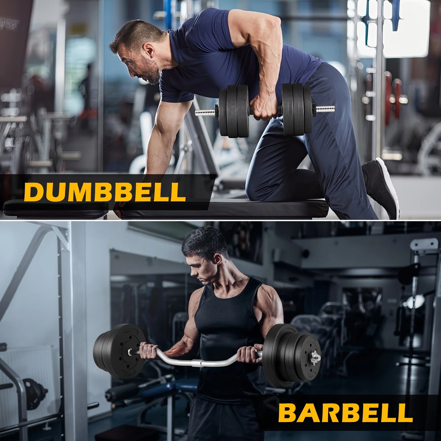 FITVIDS 2In1 Barbell Set With Curl Bar And Weights