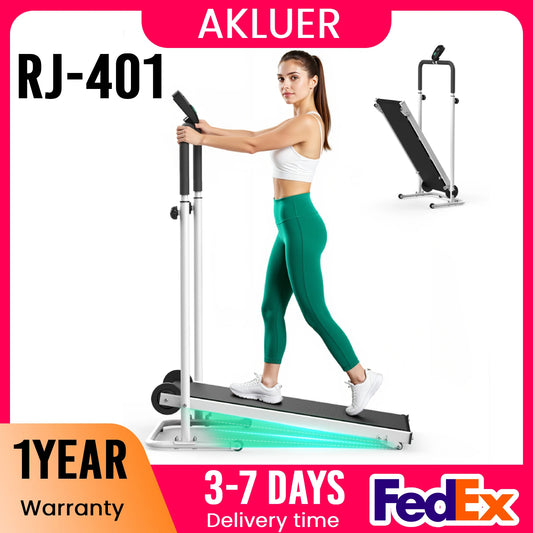 AKLUER Manual Treadmill With Dual Flywheel And LCD Monitor