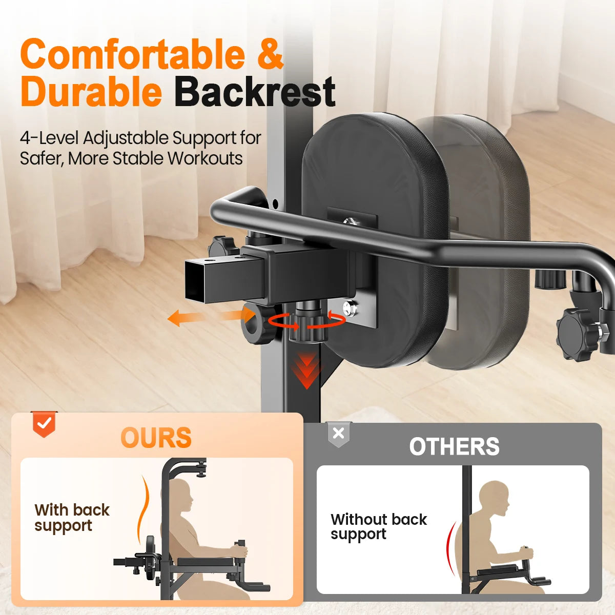 Power Tower Pull Up Dip Station Adjustable Height 450LBS