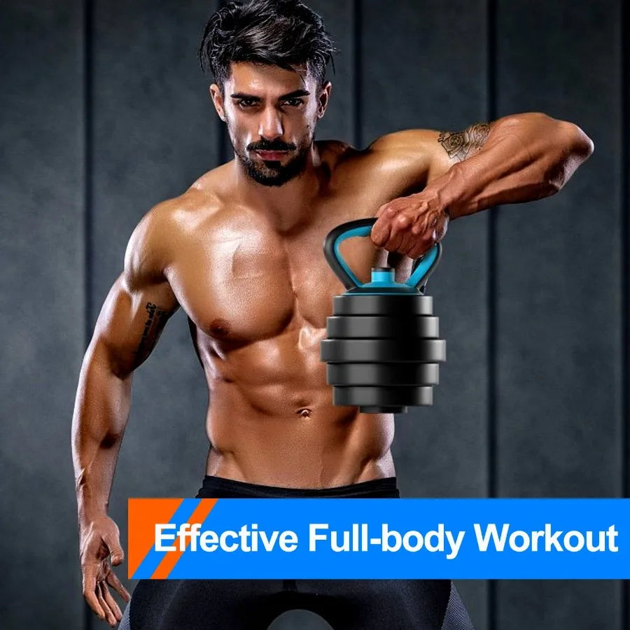 Adjustable Dumbbells Kettlebell Set With Push Up Stand And Barbell