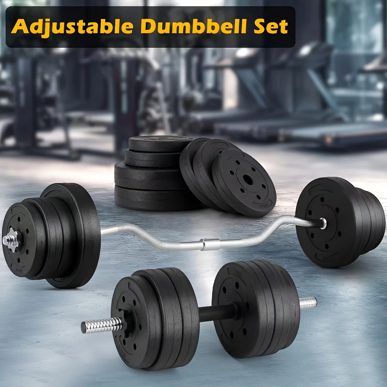 FITVIDS 2In1 Barbell Set With Curl Bar And Weights