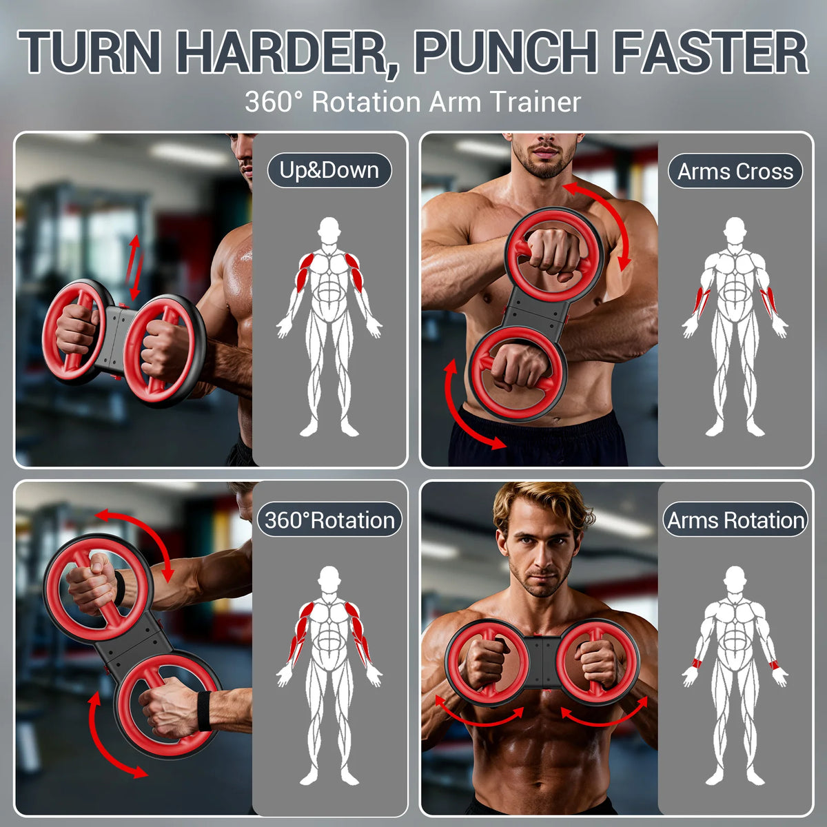 3 In 1 Upper Body Strength Trainer With Forearm Rotator