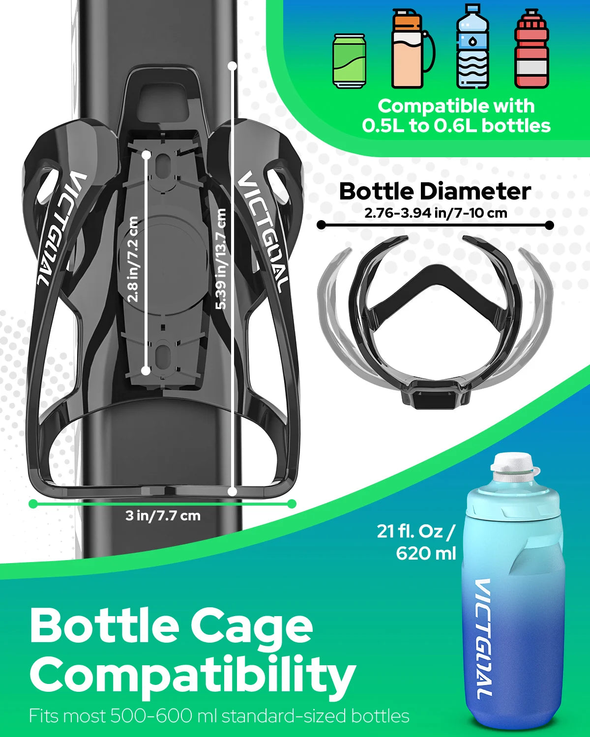 VICTGOAL Bicycle Water Bottle Holder With Hidden AirTag Mount Anti-Theft