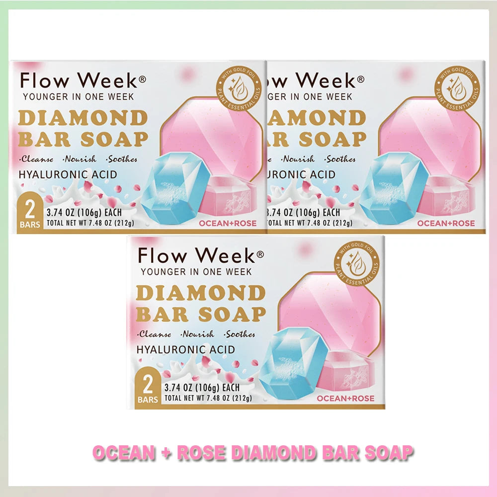 FlowWeek Hyaluronic Acid Diamond Antimicrobial Essential Oil Soap Hydration Moisturization