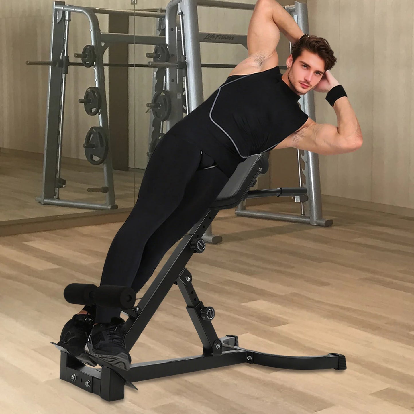 Adjustable Hyperextension Bench 150kg Capacity Roman Chair With Ab Pad