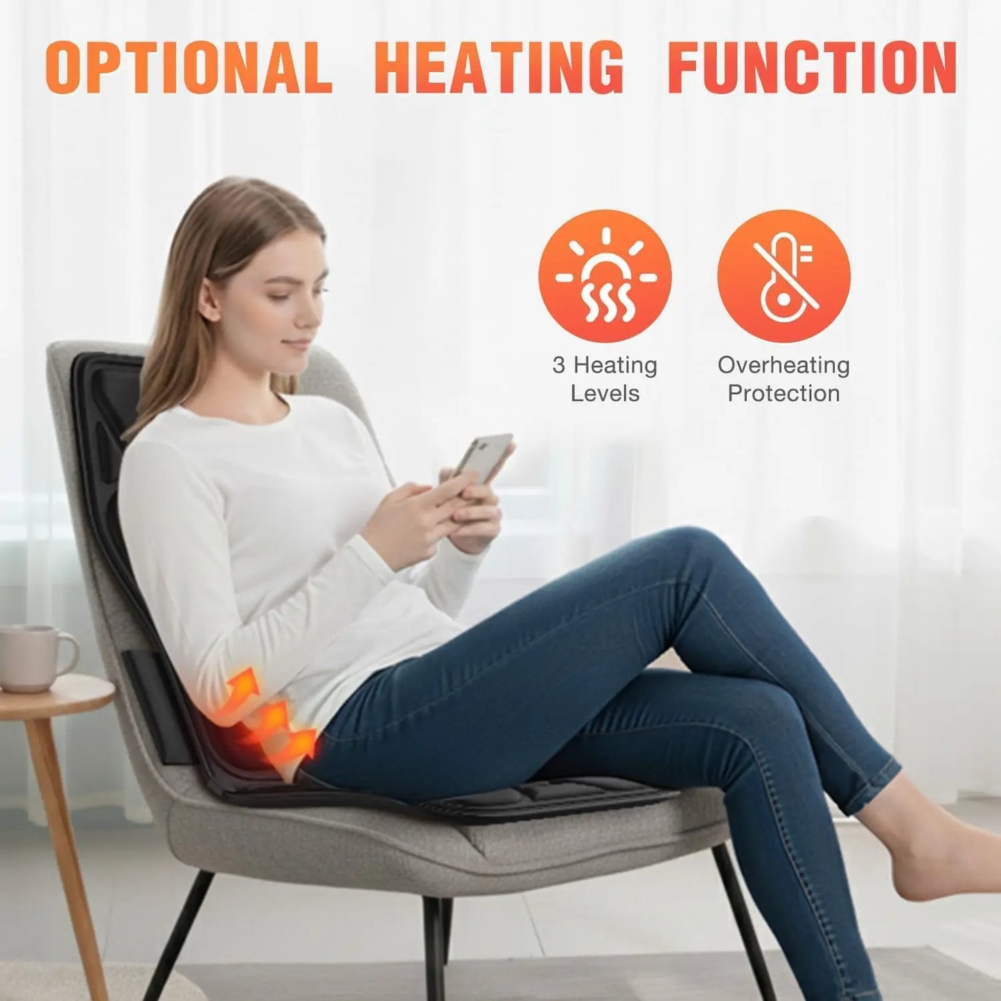 HIMOUTA Back Massage Seat Cushion With Heating 7 Modes