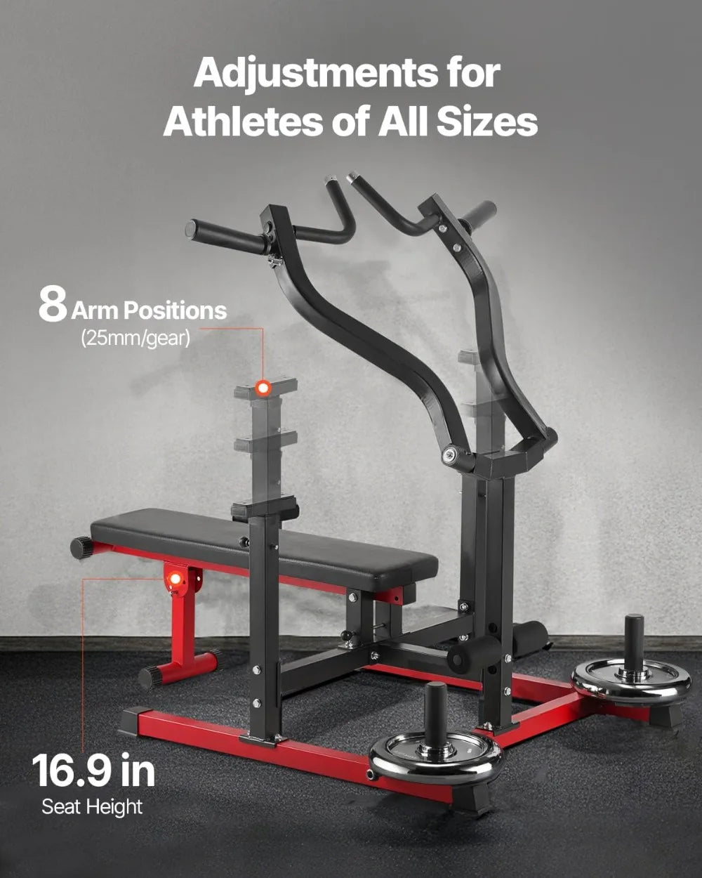 Chest Press Machine Adjustable Flat Incline Bench With Converging Arms