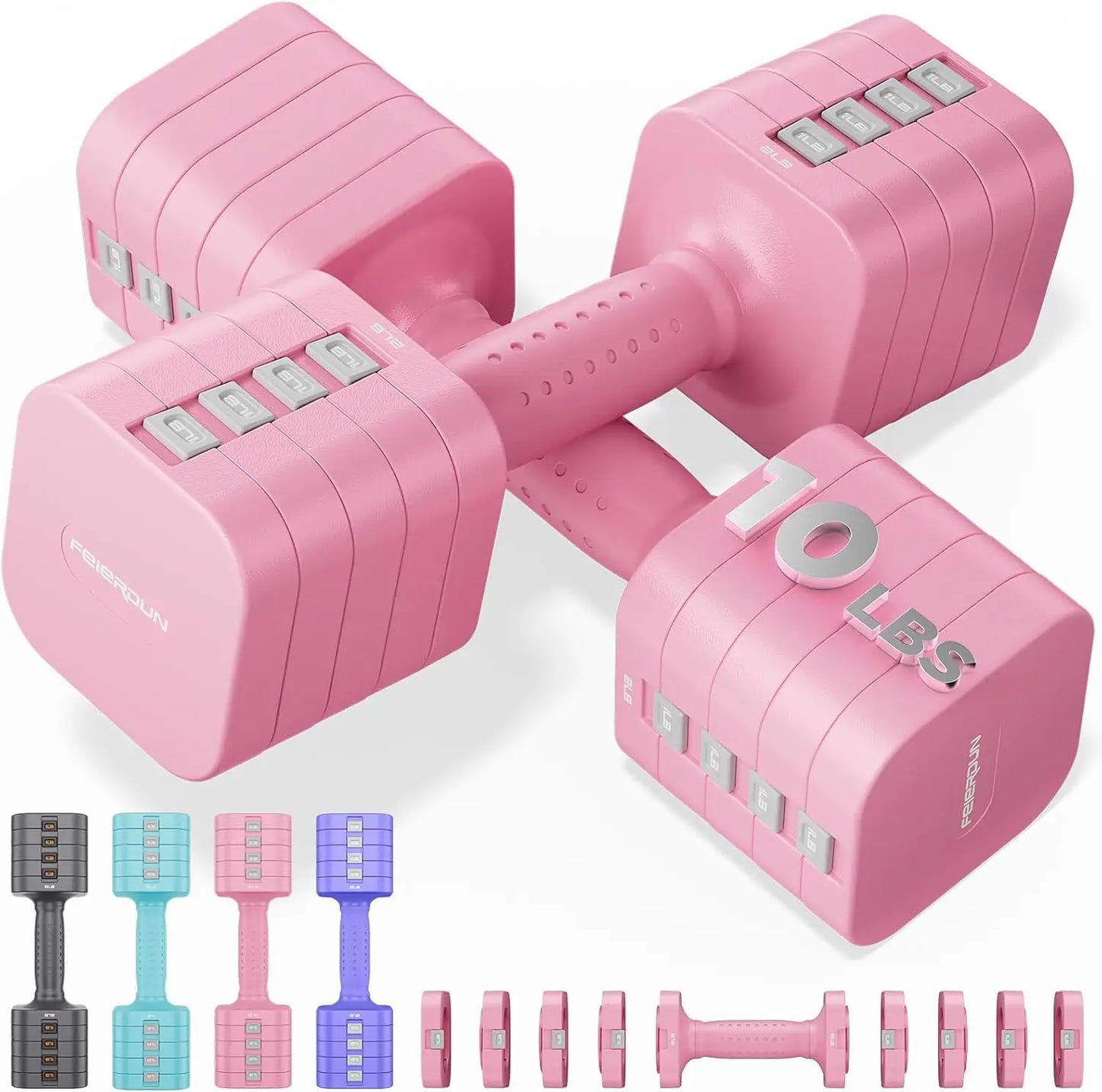 FED Fitness Adjustable Dumbbells 5 in 1 Set Home Gym