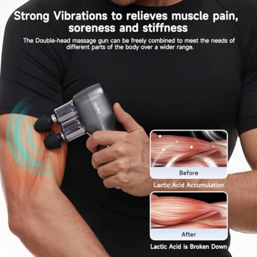Portable Handheld Deep Tissue Percussion Massage Gun Dual Head PerformanceOptimization