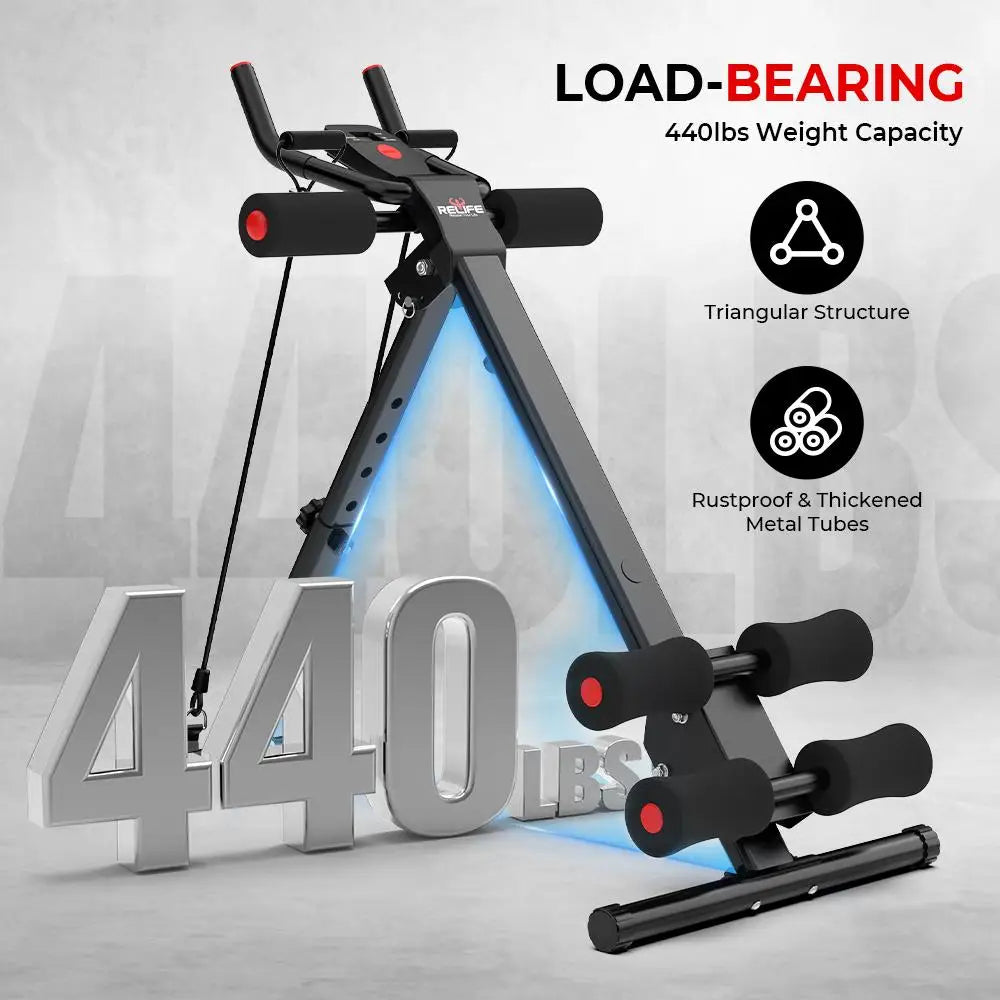 RELIFESPORTS Ab Machine Foldable Core Trainer With Resistance Bands