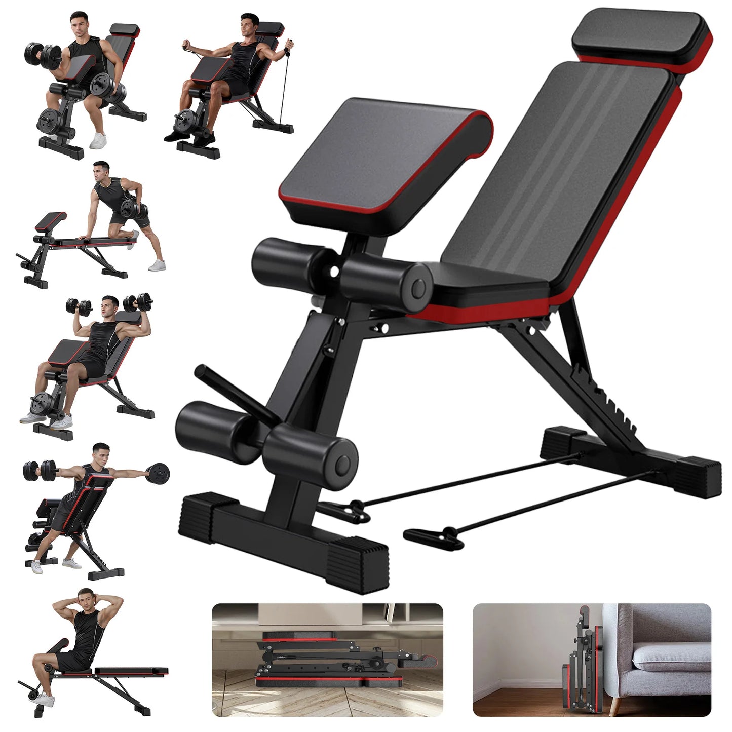 7 Level Foldable Weight Bench With Leg Extension Incline