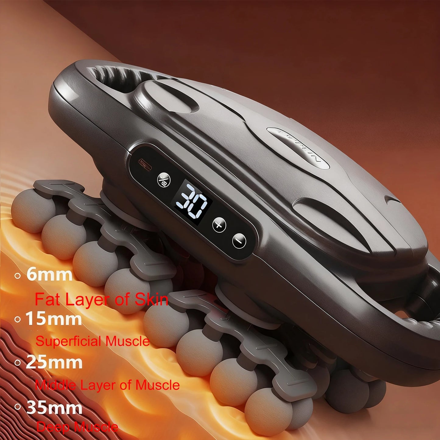 Deep Tissue 42 Nodes Electric Massage Roller With LCD Display
