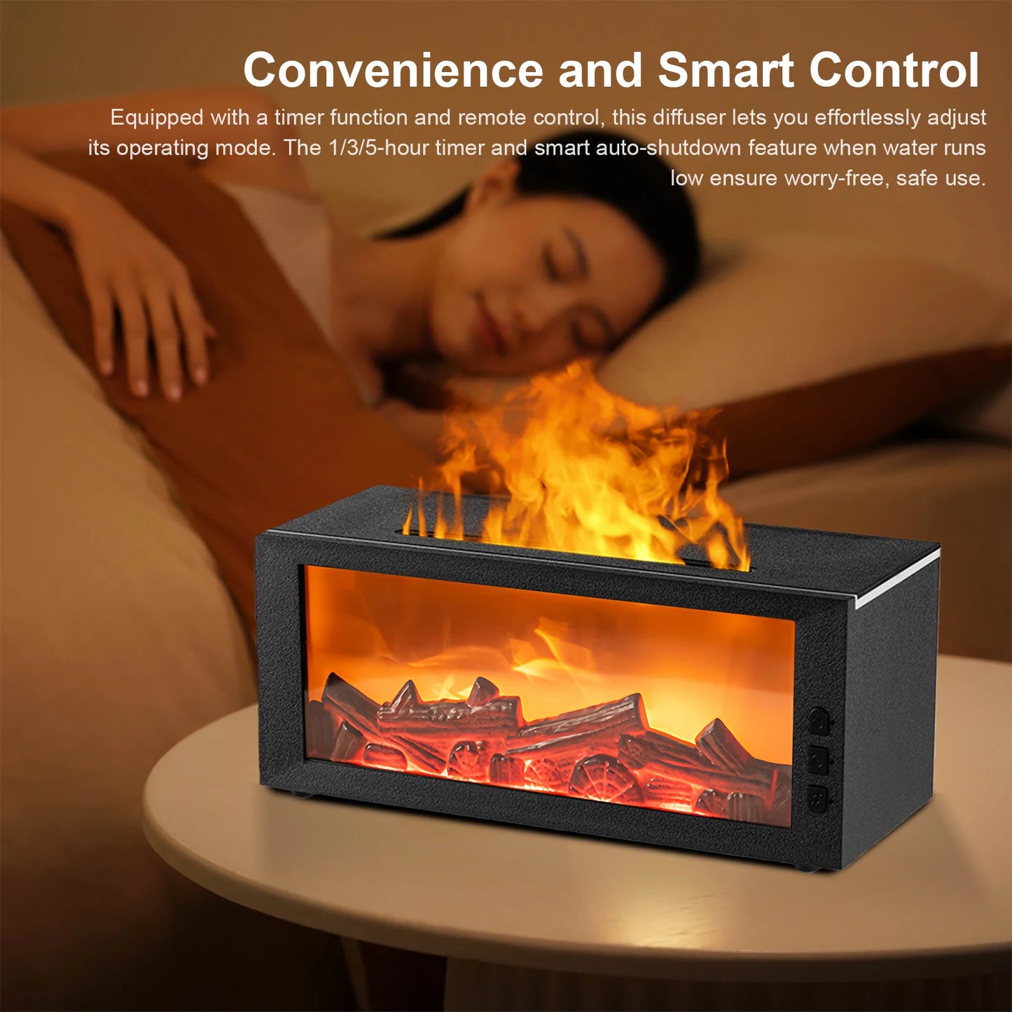Flame Air Diffuser Humidifier And Aromatherapy Diffuser For Bedroom