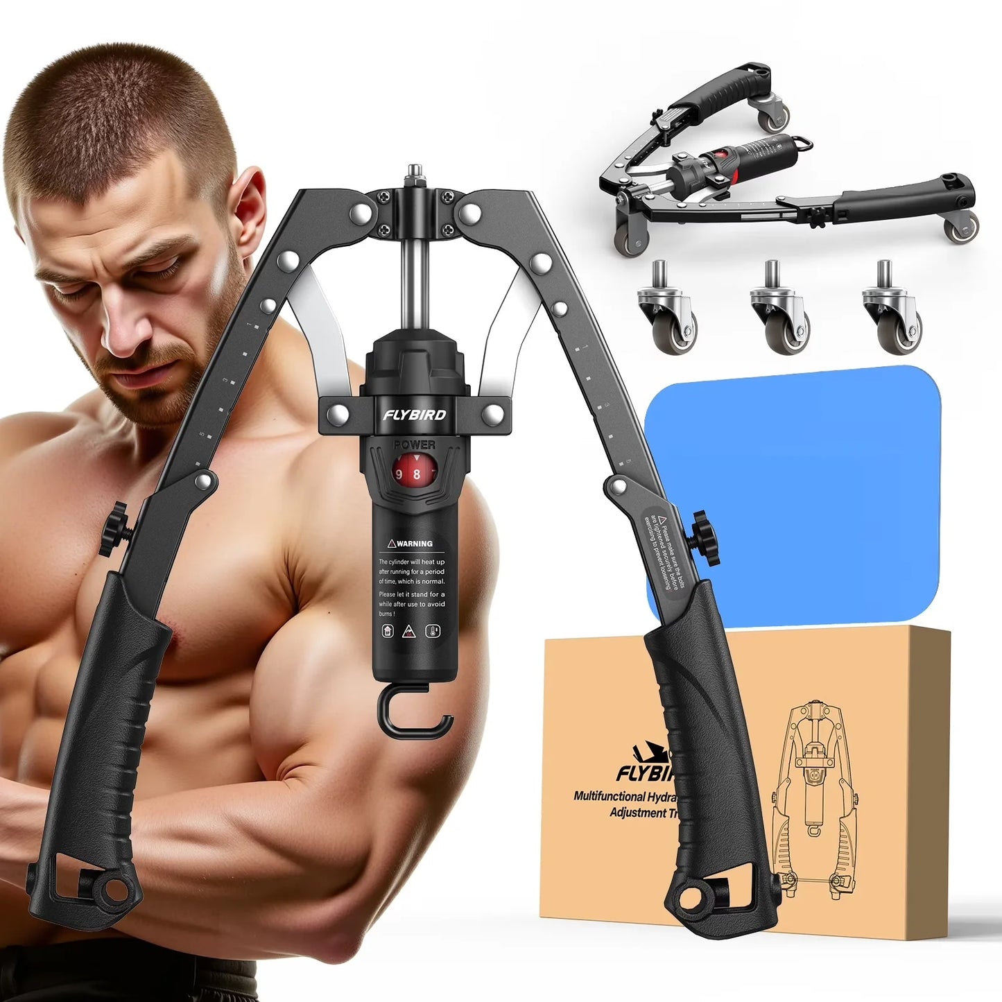 FED Fitness Hydraulic Arm Exerciser And Ab Roller Trainer Workout