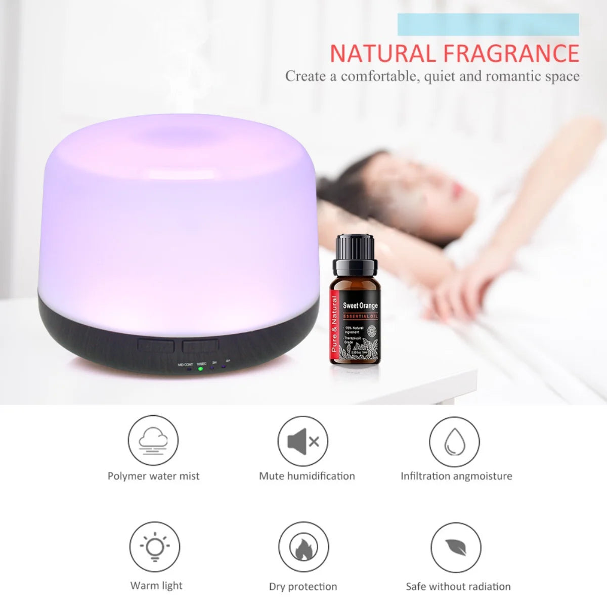 LISM Ultra Quiet Essential Oil Diffuser With Remote And LED