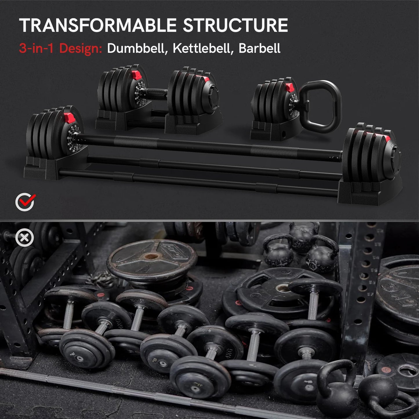 Airhot 1 Second Adjustable Dumbbell Set 2 to 43 Lbs
