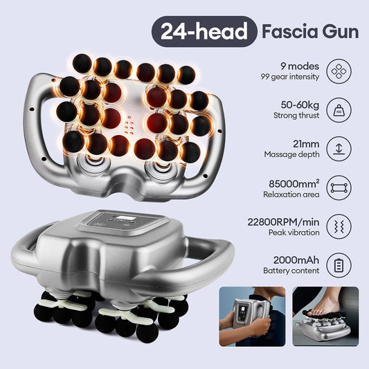 Foreverlily 24 Heads Massage Gun With 9 Modes Full Body